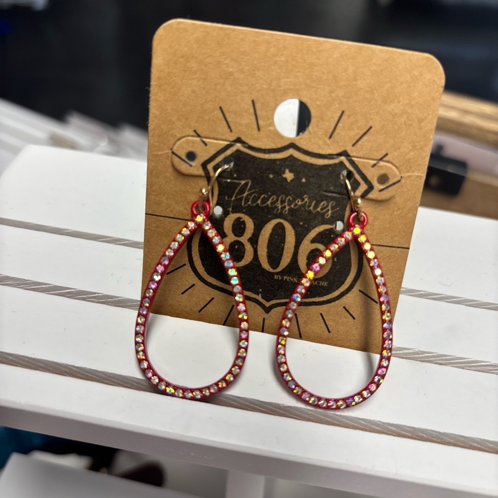 Red Teardop Earring
